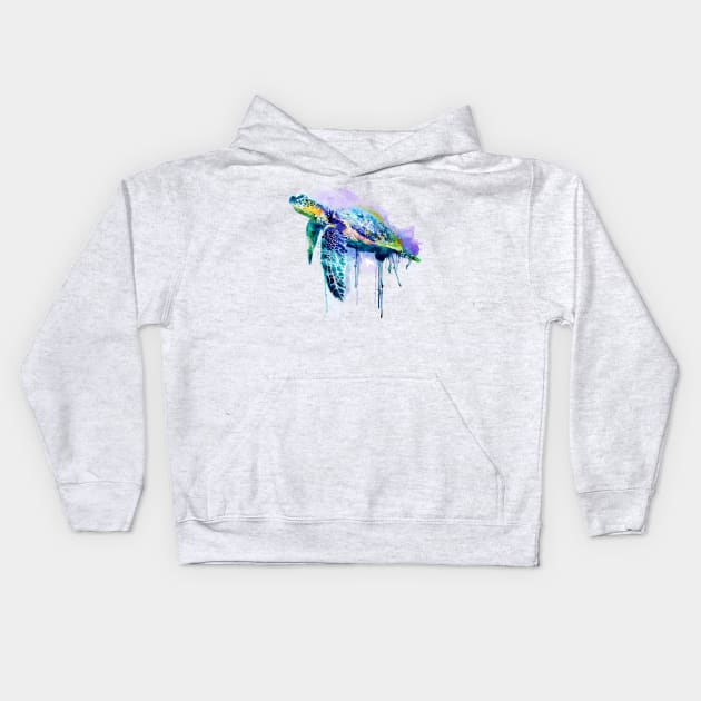 Watercolor Sea Turtle Kids Hoodie by Marian Voicu